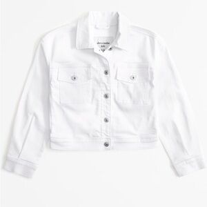 Abercrombie Kids White Denim Jean Jacket Size: 13/14